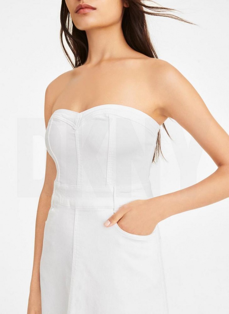 White DKNY Corset Women's Dresses | USA-D0432