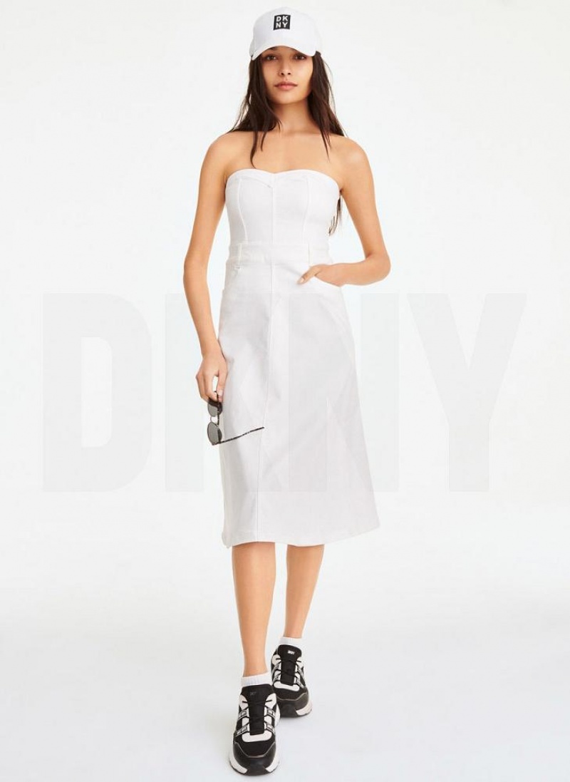 White DKNY Corset Women\'s Dresses | USA-D0432