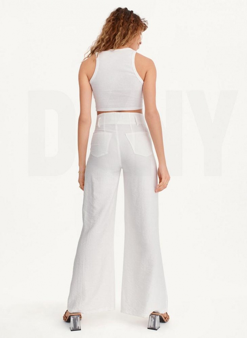 White DKNY Crinkle Dressing Women's Pants | USA-D1600