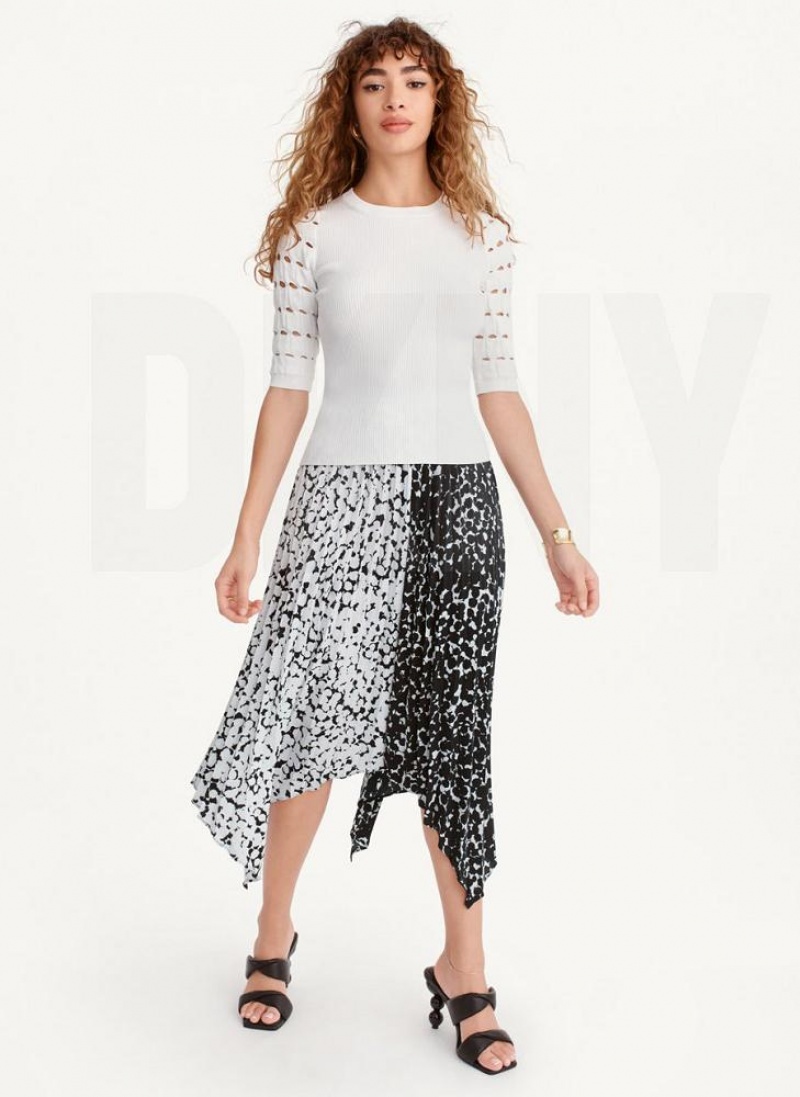 White DKNY Cut Out Sleeve Women's Sweaters | USA-D1492