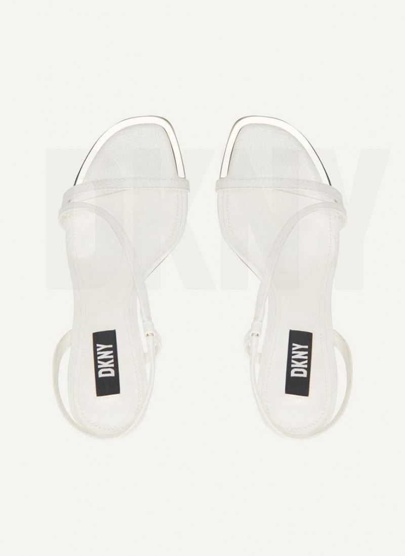 White DKNY Danielle Strappy Shoes Heels | USA-D1955