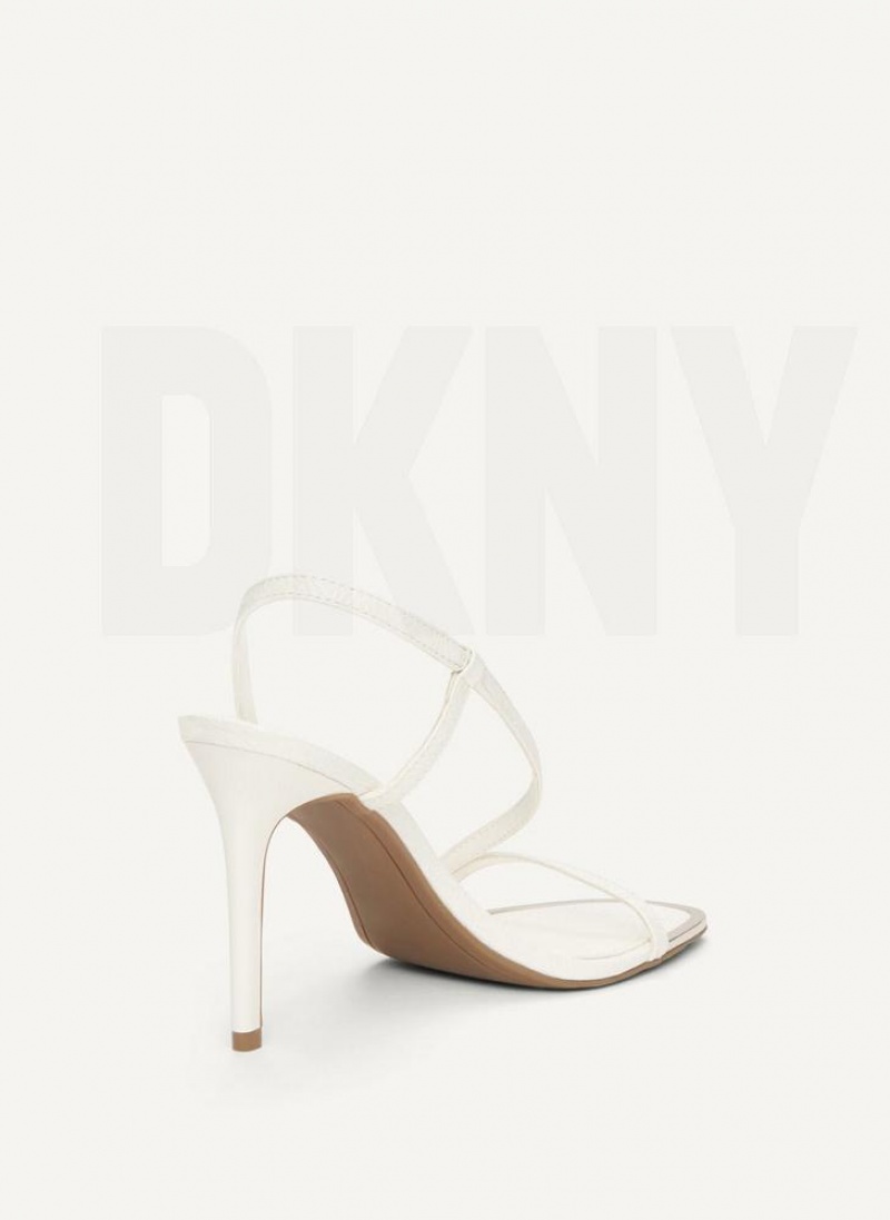 White DKNY Danielle Strappy Shoes Heels | USA-D1955