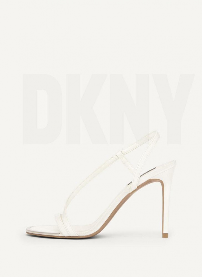 White DKNY Danielle Strappy Shoes Heels | USA-D1955