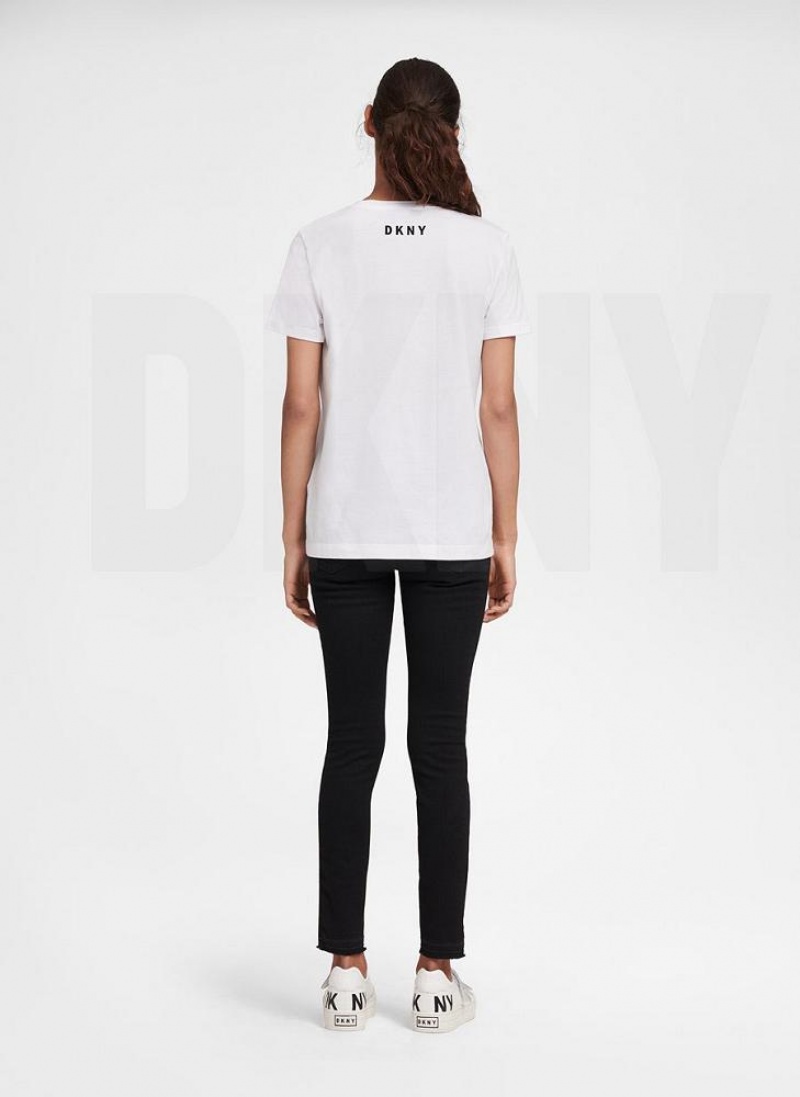 White DKNY Essential Men's T Shirts | USA-D0984