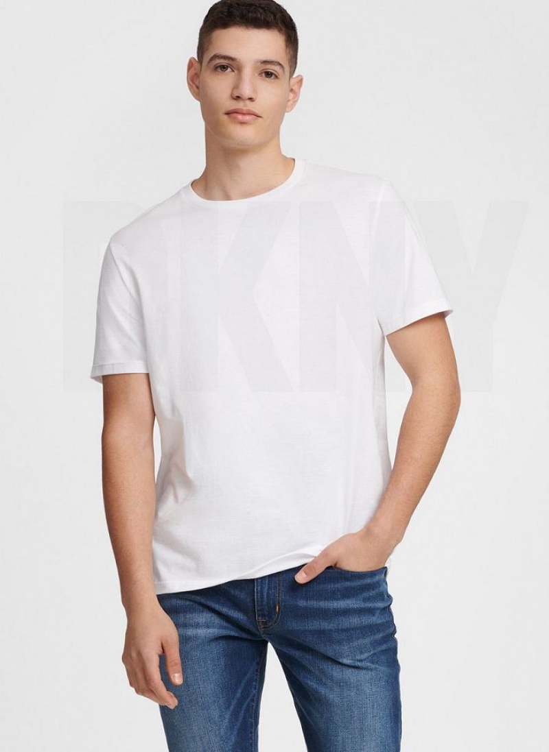 White DKNY Essential Women's T Shirts | USA-D1467