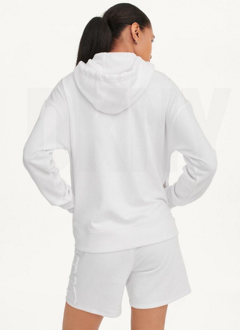 White DKNY Exploded Applique Logo Women's Hoodies | USA-D1668
