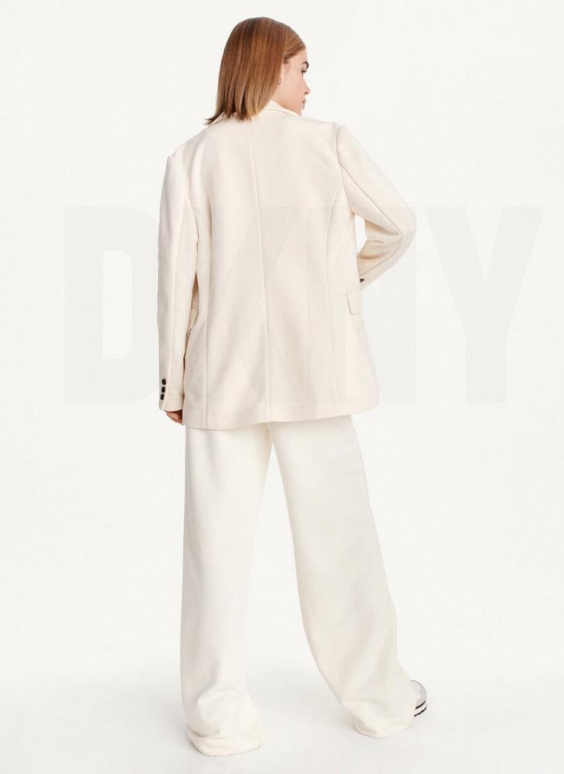 White DKNY French Terry Soft Women's Blazers | USA-D1490