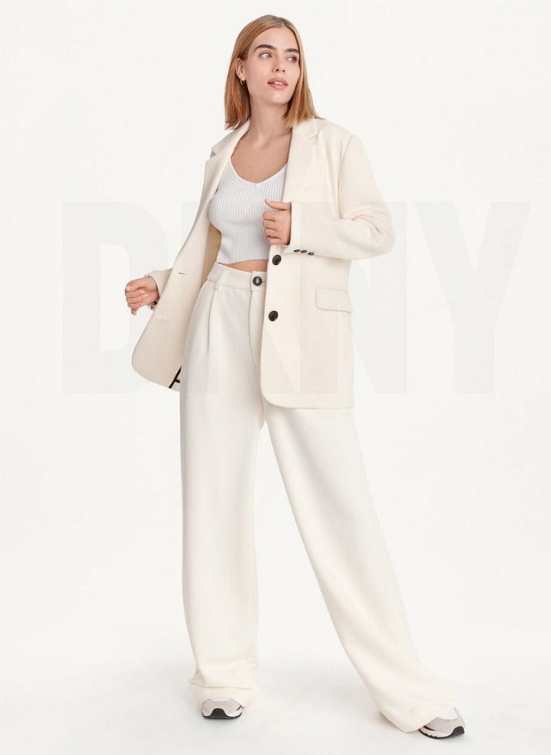 White DKNY French Terry Soft Women's Blazers | USA-D1490
