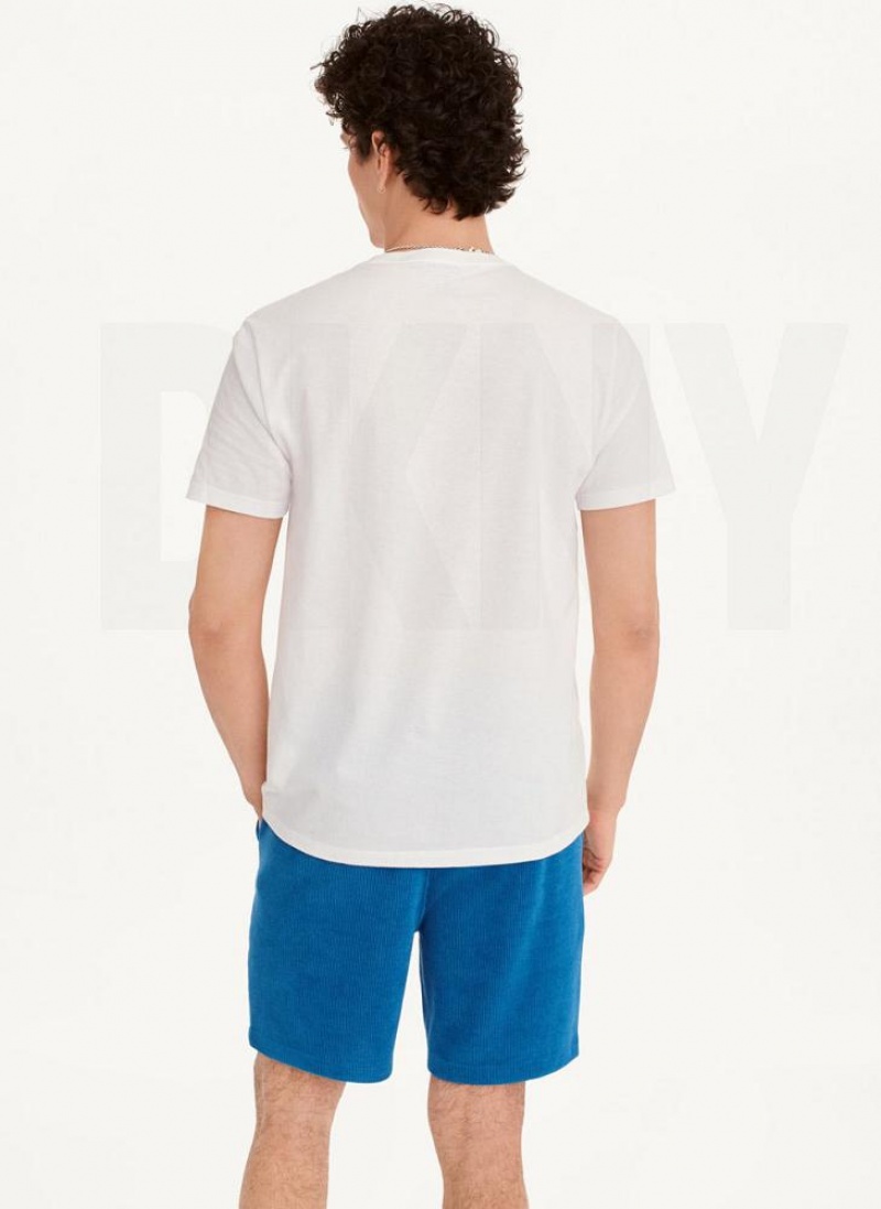 White DKNY Graffiti Subway Men's T Shirts | USA-D1232