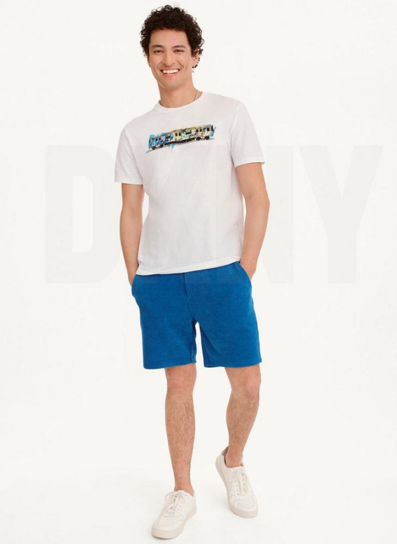 White DKNY Graffiti Subway Men's T Shirts | USA-D1232