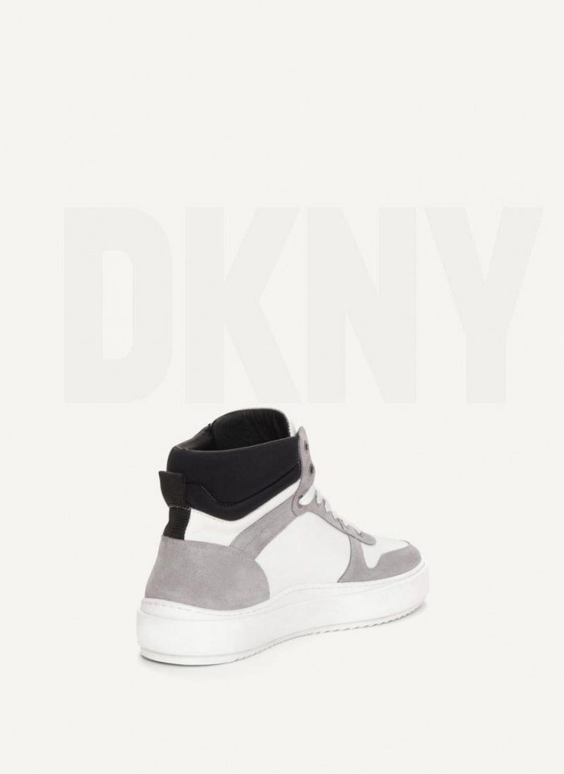 White DKNY Grey High Top Men's Boots | USA-D0150