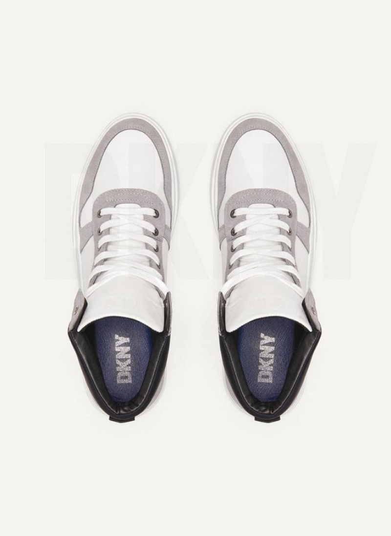 White DKNY Grey High Top Men's Boots | USA-D0150