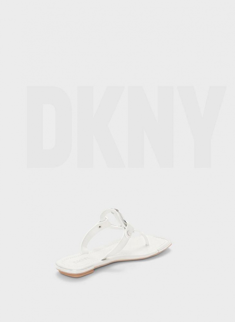 White DKNY Hartford Shoes Flip Flops | USA-D0378