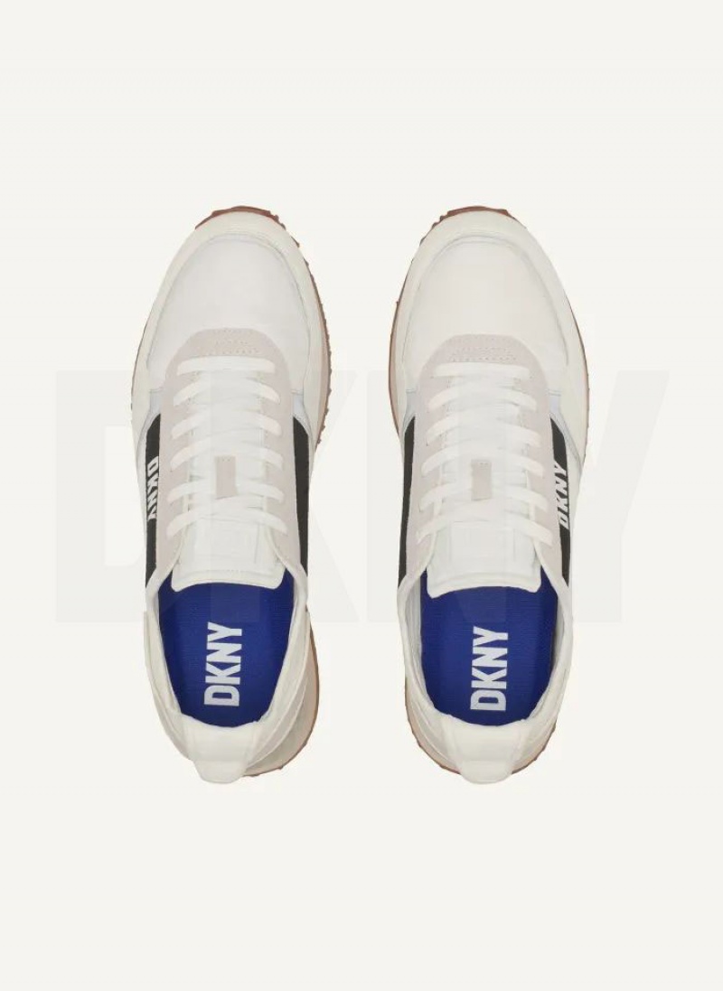 White DKNY Jersey  Men's Sneakers | USA-D1000