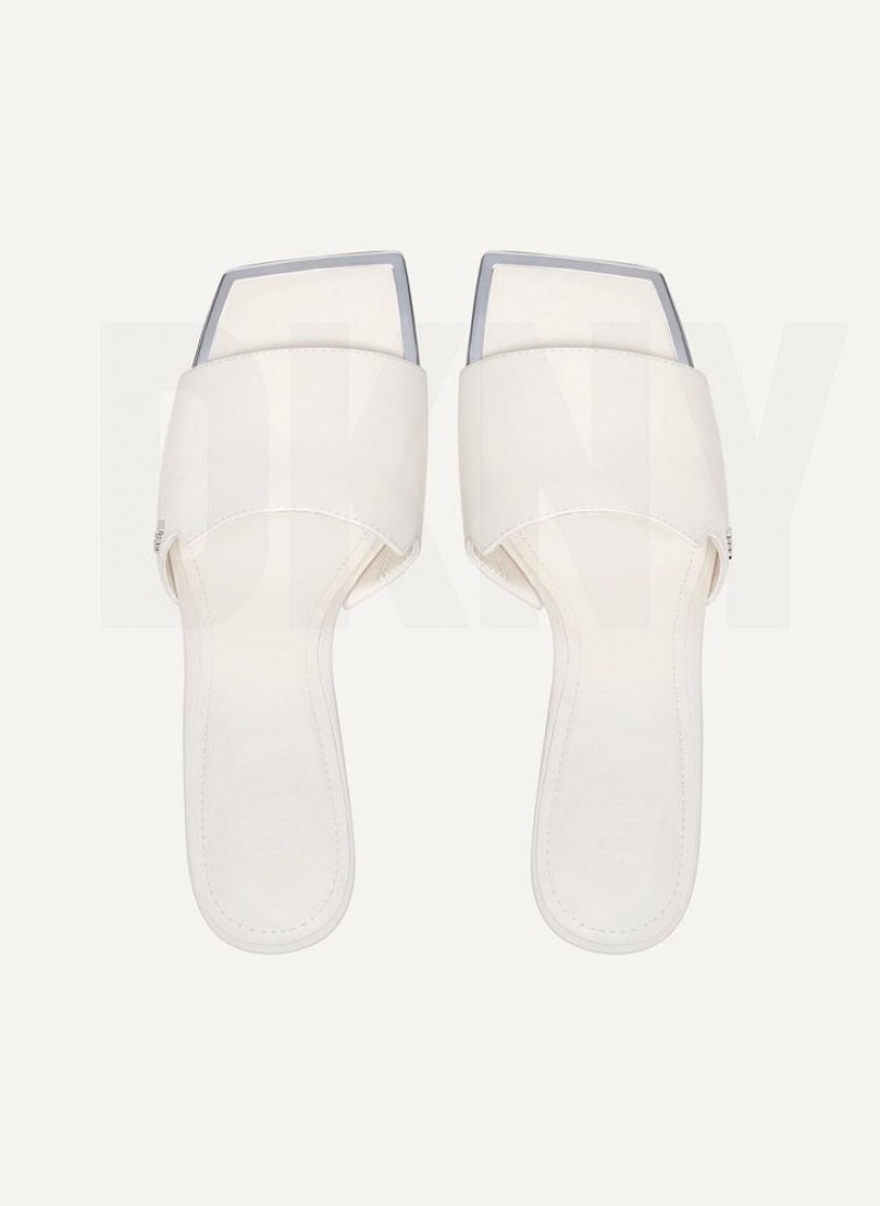 White DKNY Kailyned Mule Shoes Heels | USA-D1142