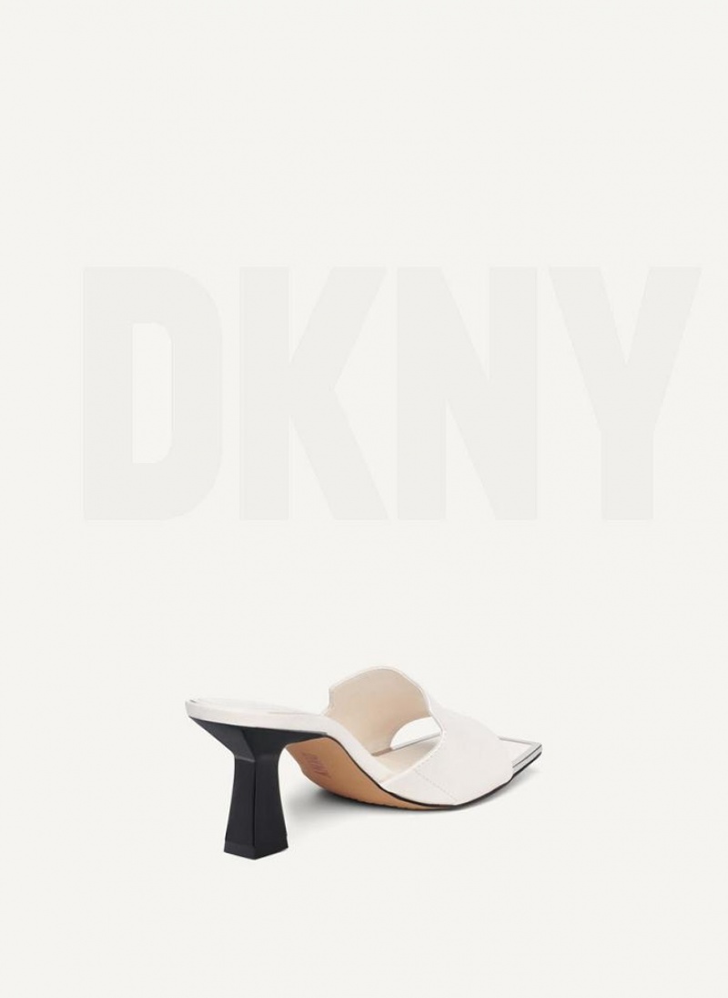 White DKNY Kailyned Mule Shoes Heels | USA-D1142