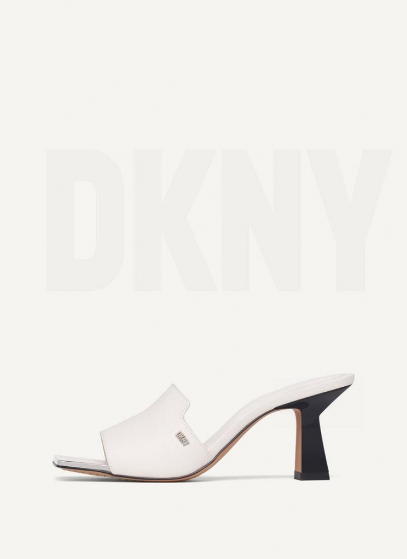 White DKNY Kailyned Mule Shoes Heels | USA-D1142