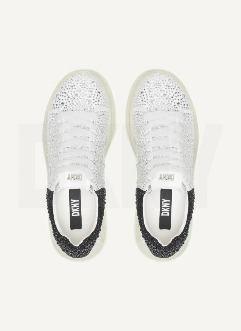 White DKNY Kandas Lace up Shoes Sneakers | USA-D0114