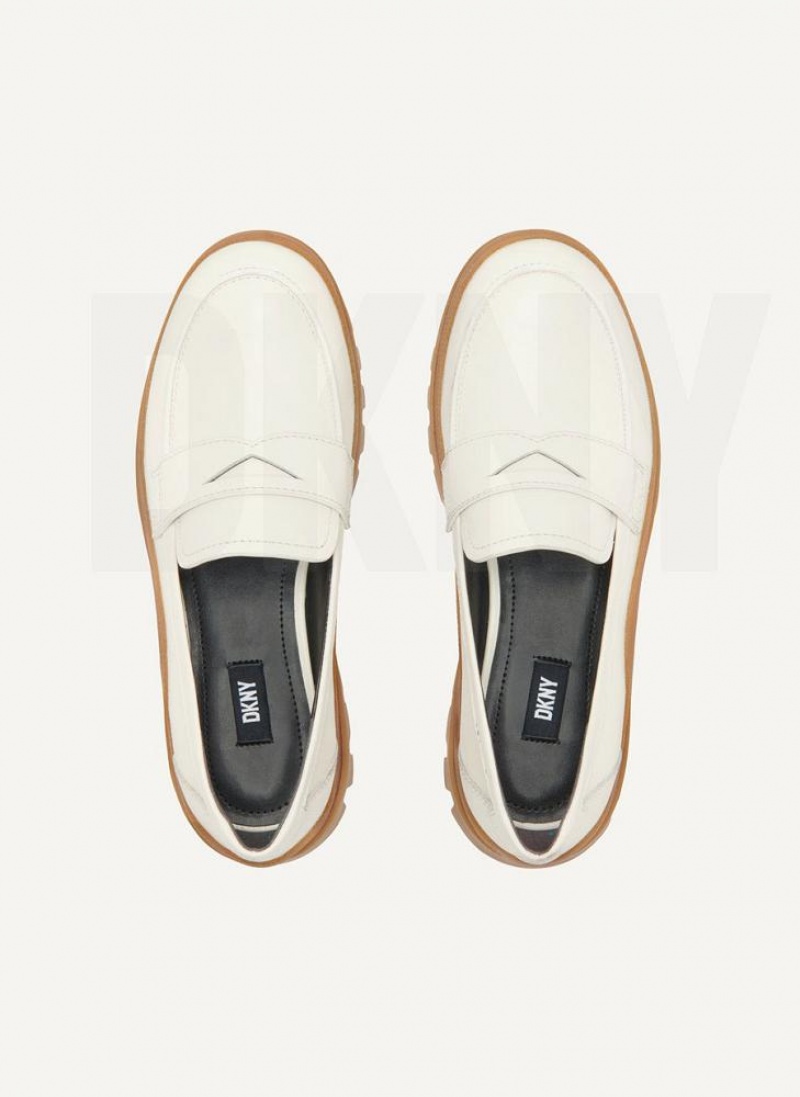 White DKNY Lug Sole Shoes Loafers | USA-D1423