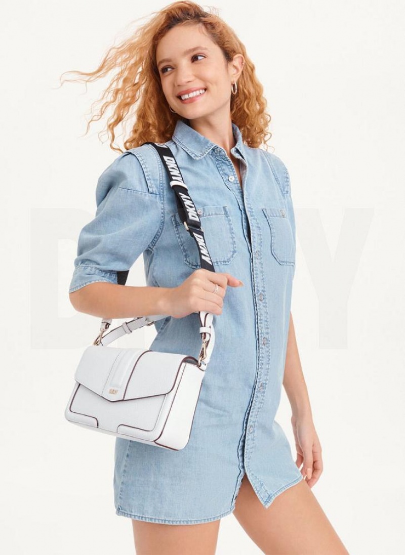 White DKNY Maxxe Flap Bags Shoulder Bags | USA-D1864
