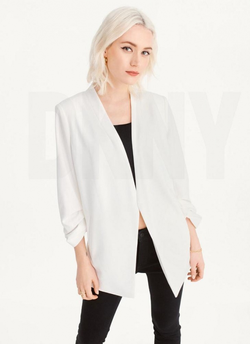 White DKNY Open Front Women's Blazers | USA-D1601