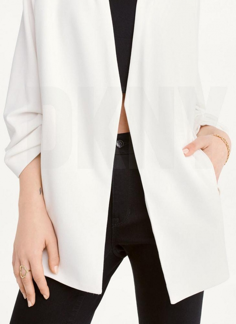 White DKNY Open Front Women's Blazers | USA-D1601