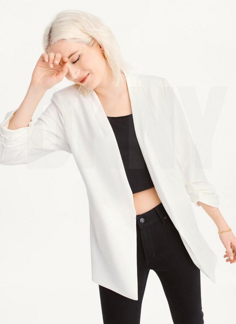 White DKNY Open Front Women\'s Blazers | USA-D1601