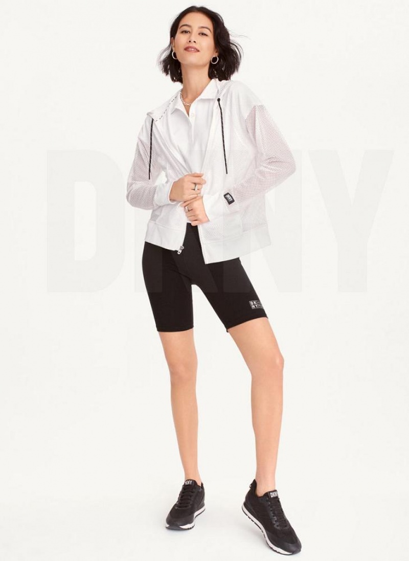White DKNY Ozone Mesh Relaxed Full Zip Women's Jackets | USA-D1032