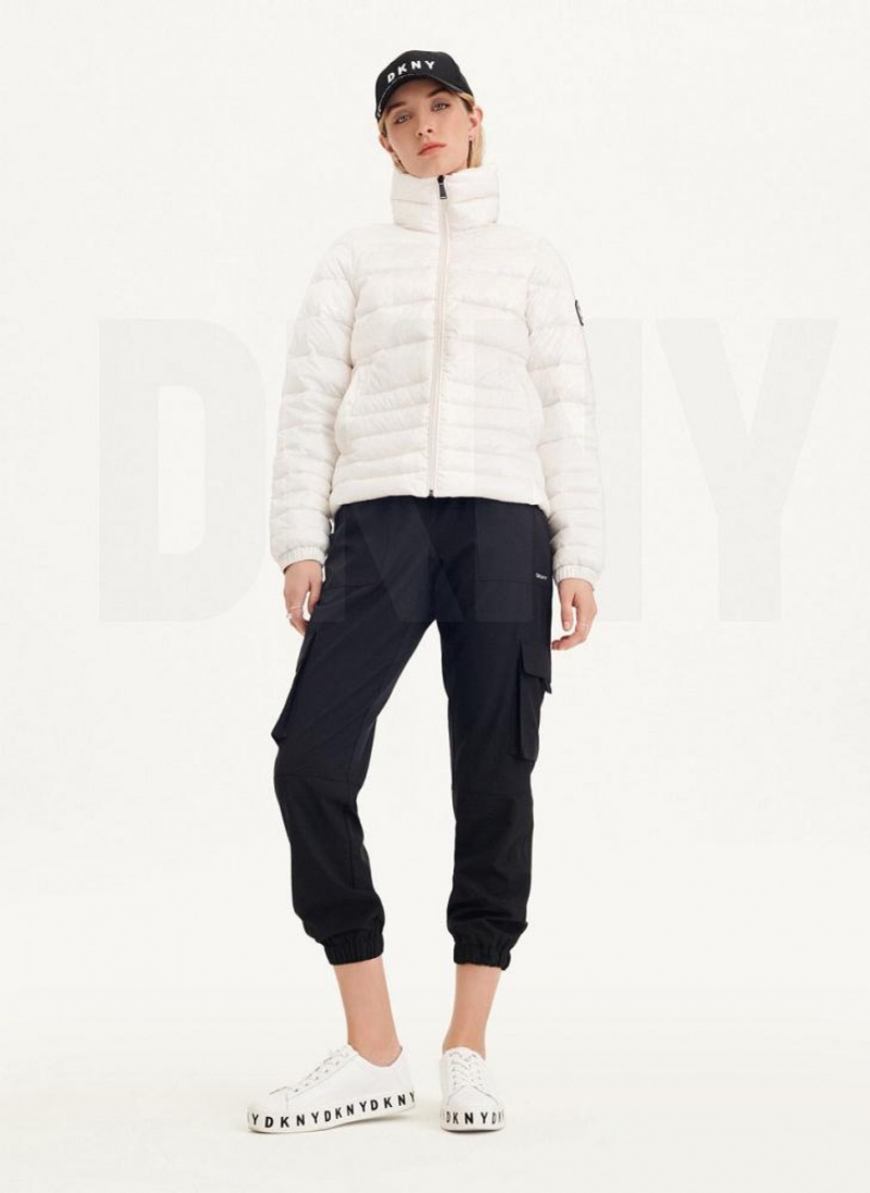 White DKNY Packable With Bag Women's Puffer Jacket | USA-D0279