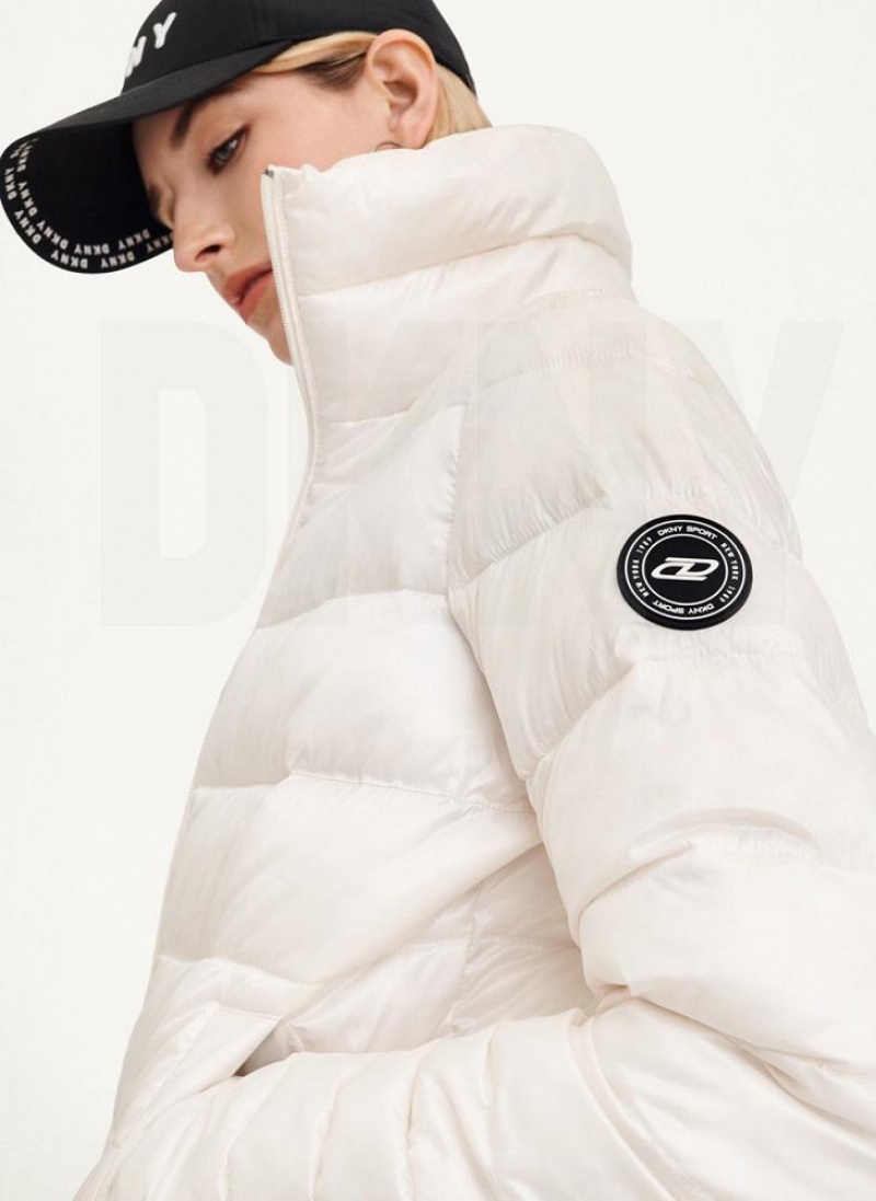 White DKNY Packable With Bag Women's Puffer Jacket | USA-D0279