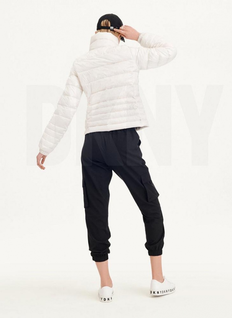 White DKNY Packable With Bag Women's Puffer Jacket | USA-D0279