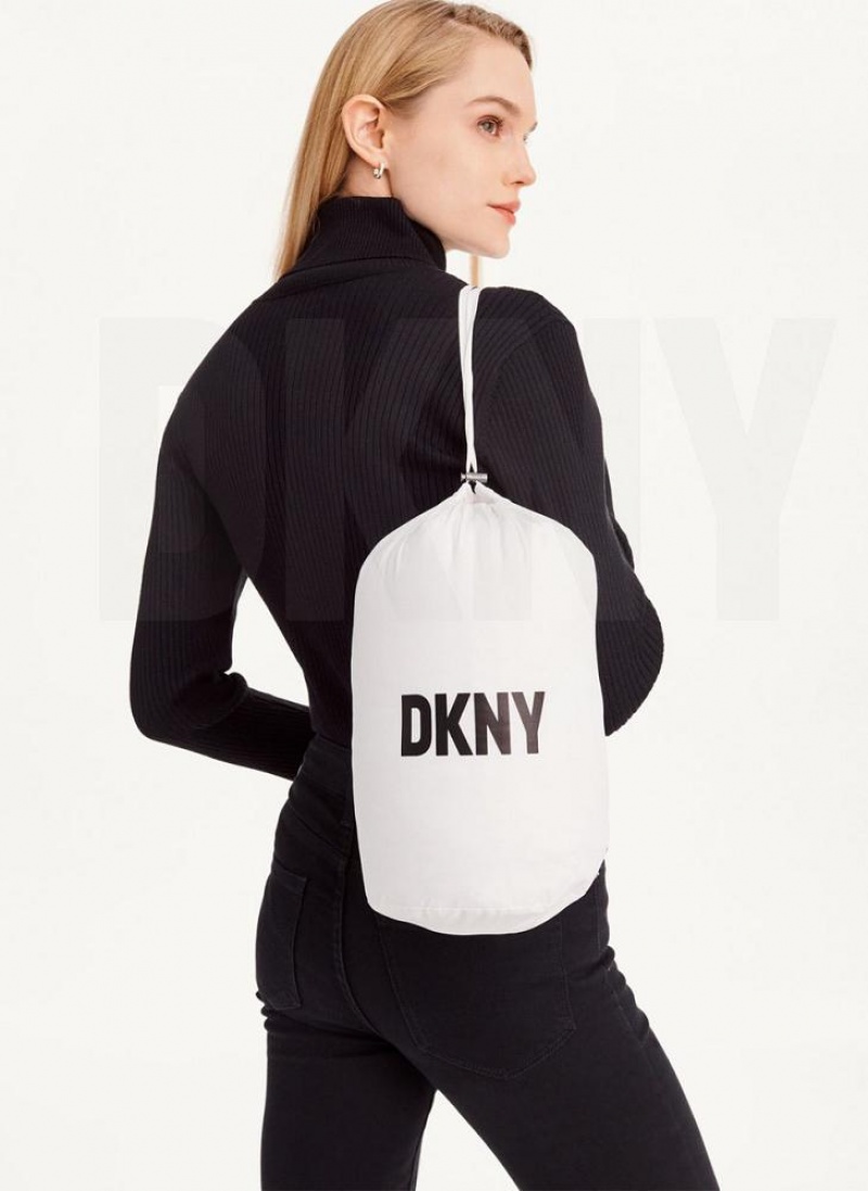 White DKNY Packable Women's Coats | USA-D1462