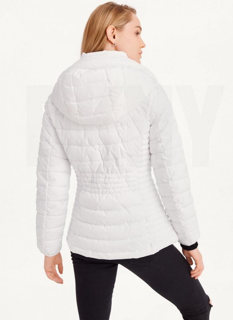 White DKNY Packable Women's Coats | USA-D1462