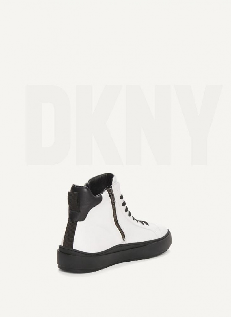 White DKNY Plain Hi Top Men's Boots | USA-D0934