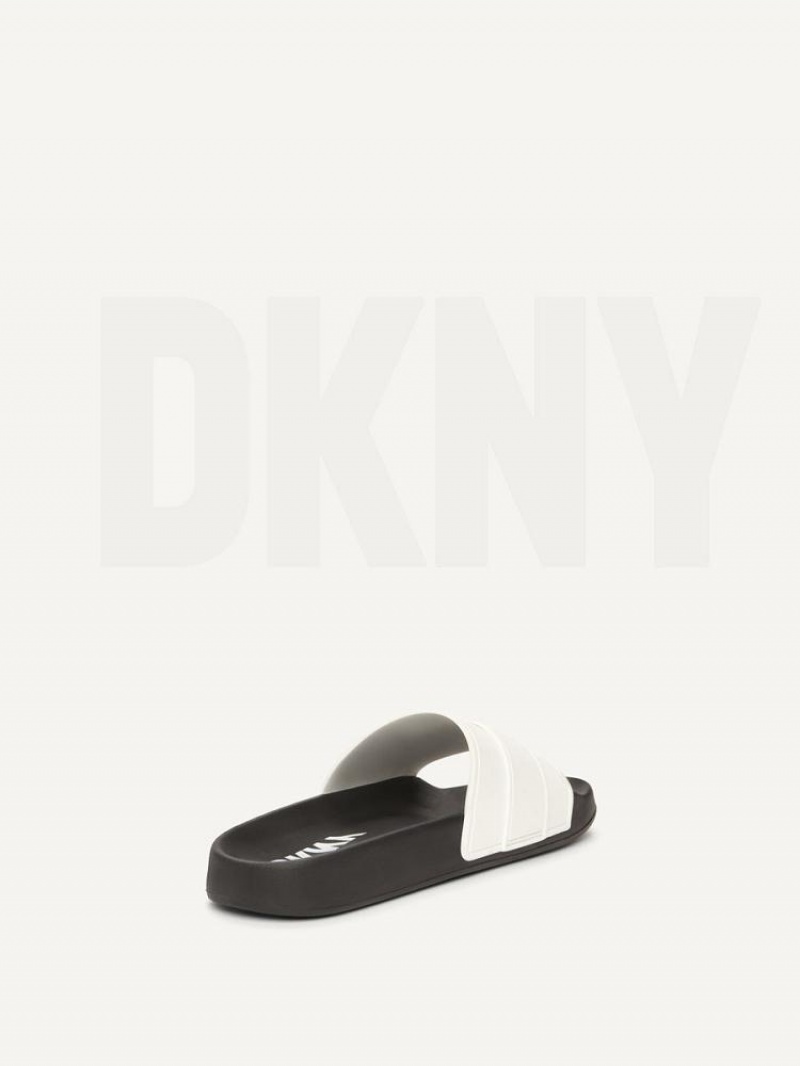 White DKNY Pool Shoes Slides | USA-D0519