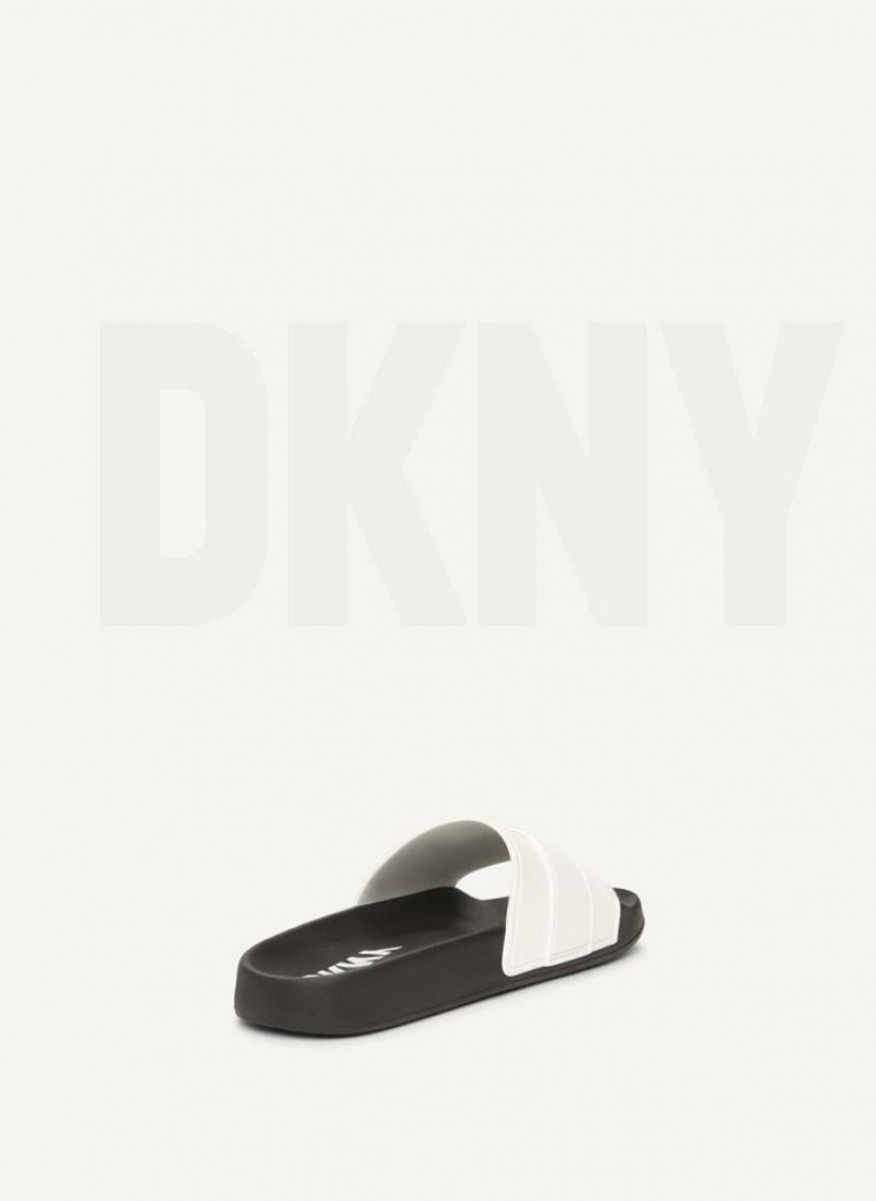 White DKNY Pool Shoes Slides | USA-D0519