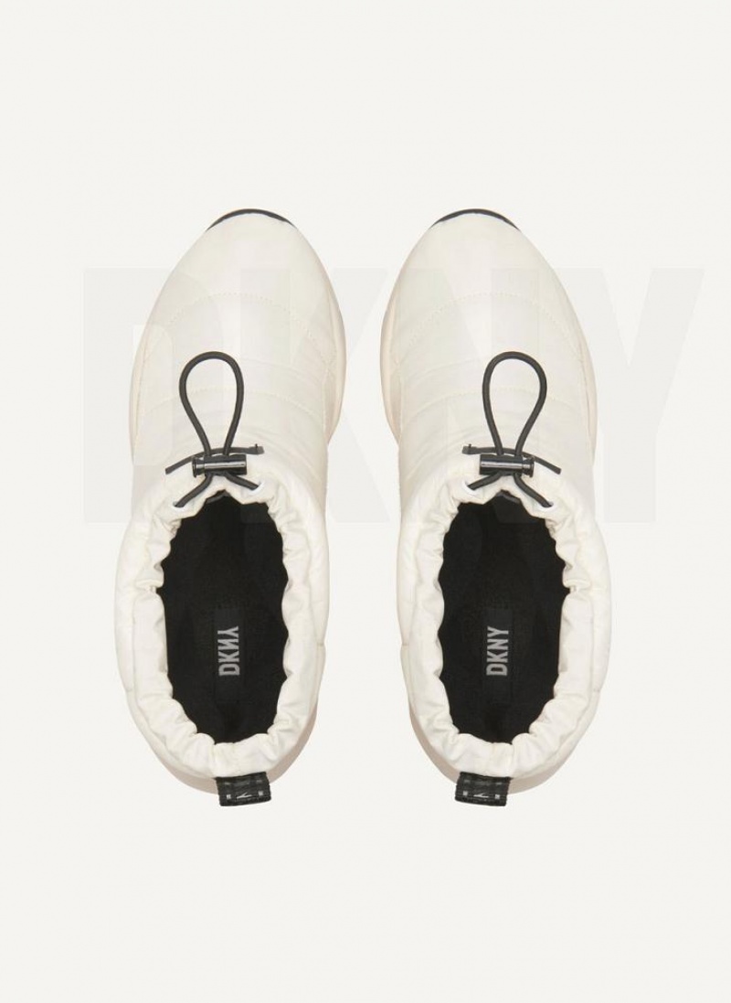 White DKNY Puffy Wedge Shoes Boots | USA-D1761