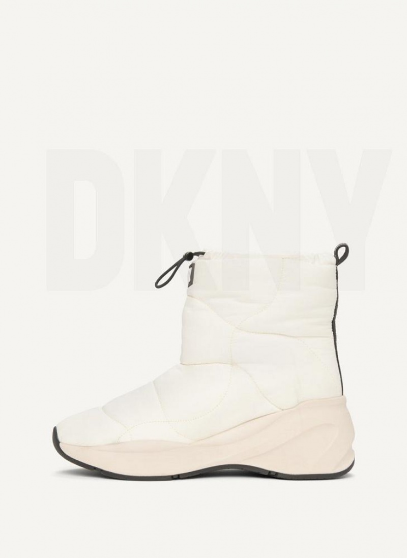 White DKNY Puffy Wedge Shoes Boots | USA-D1761