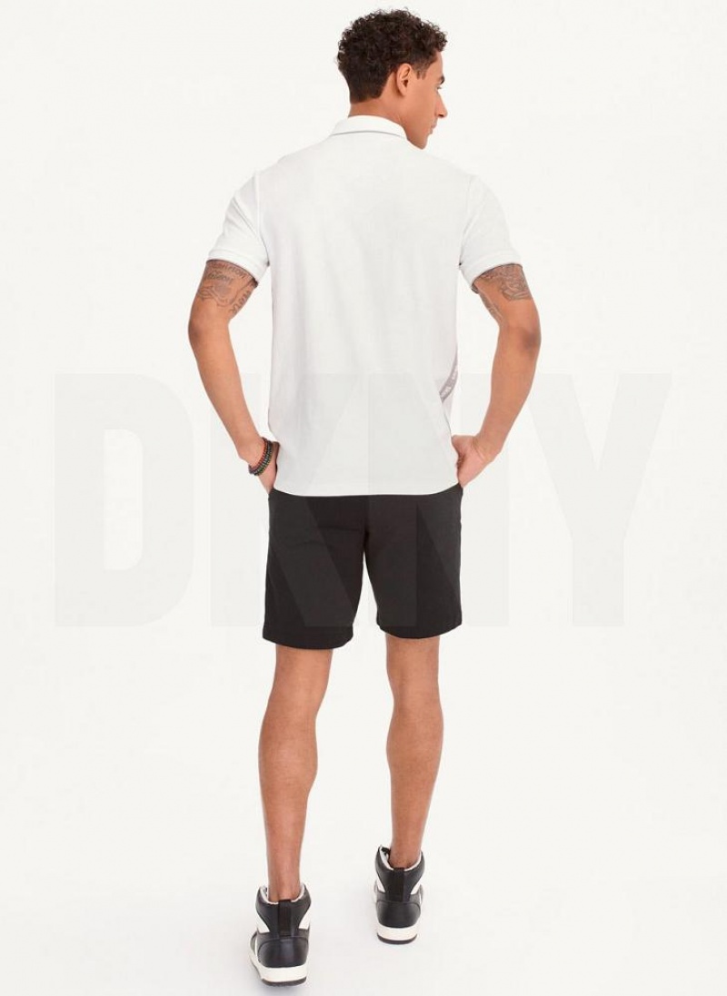 White DKNY Quarter Zip Sport Men's Polo Shirts | USA-D1661