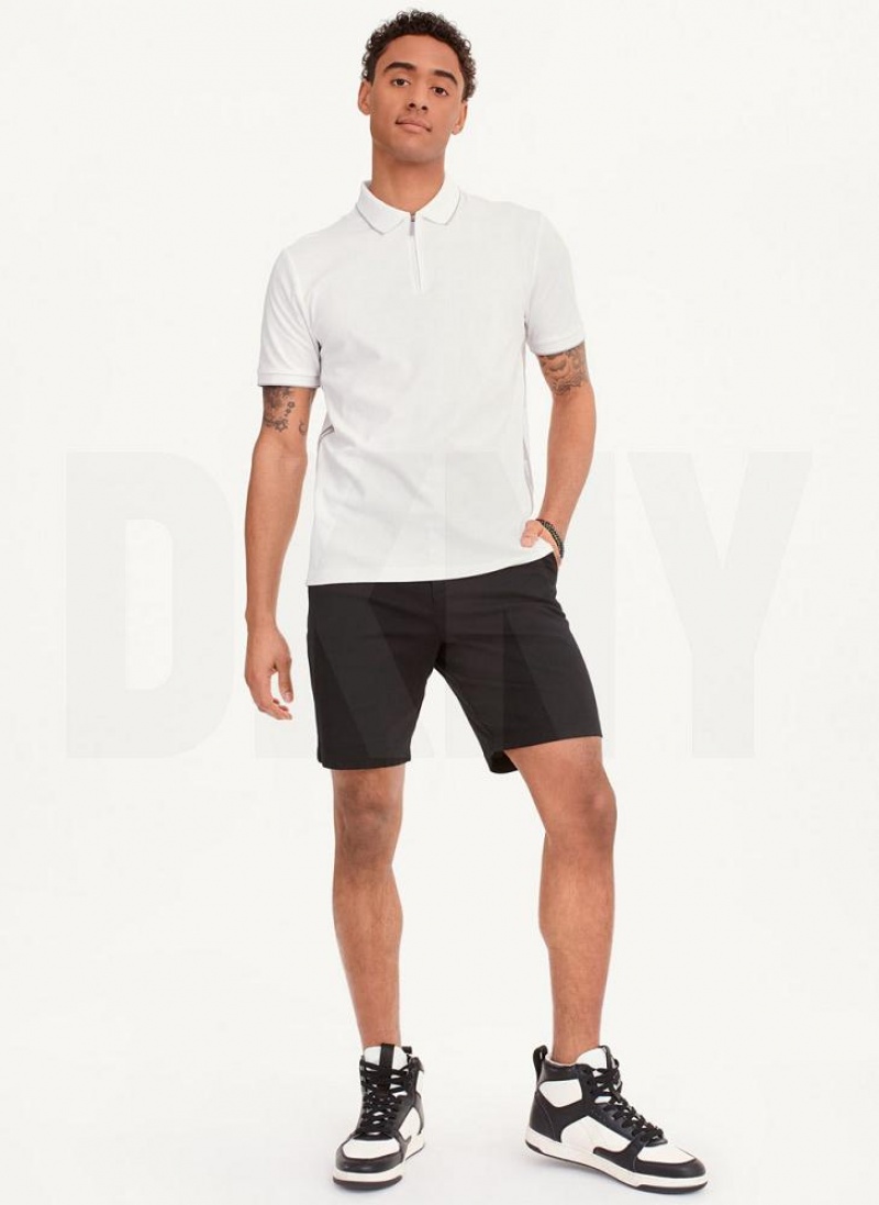 White DKNY Quarter Zip Sport Men's Polo Shirts | USA-D1661