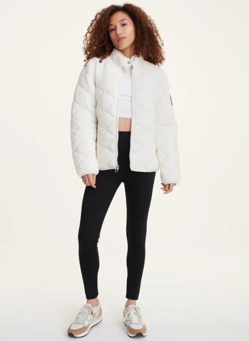 White DKNY Quilted Packable Women's Jackets | USA-D0662