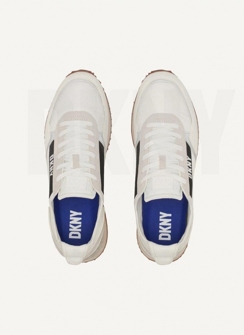 White DKNY Side Logo Men's Sneakers | USA-D0137