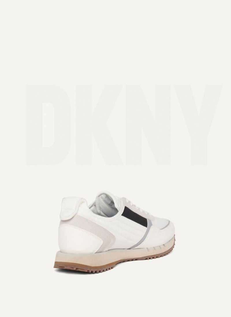 White DKNY Side Logo Men's Sneakers | USA-D0137