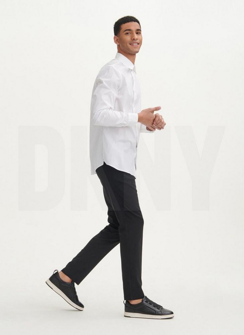 White DKNY Solid Woven Men's Shirts | USA-D0598