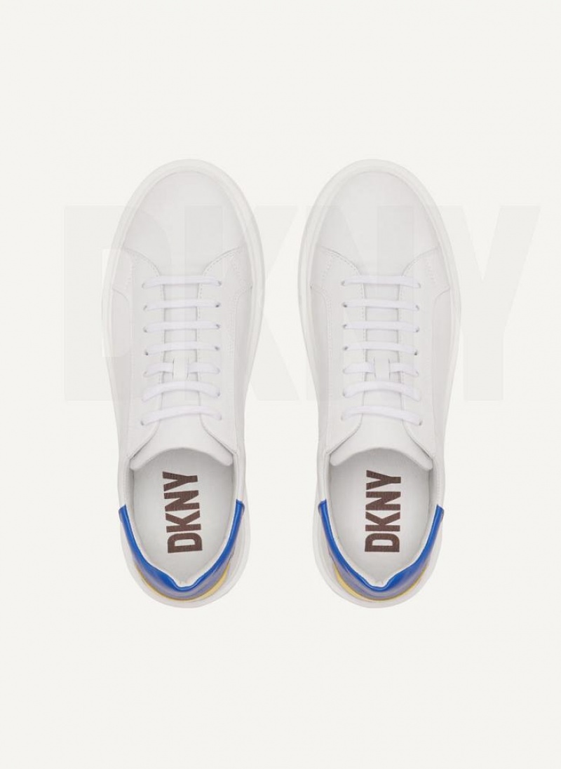 White DKNY Stacked Court Men's Sneakers | USA-D0474