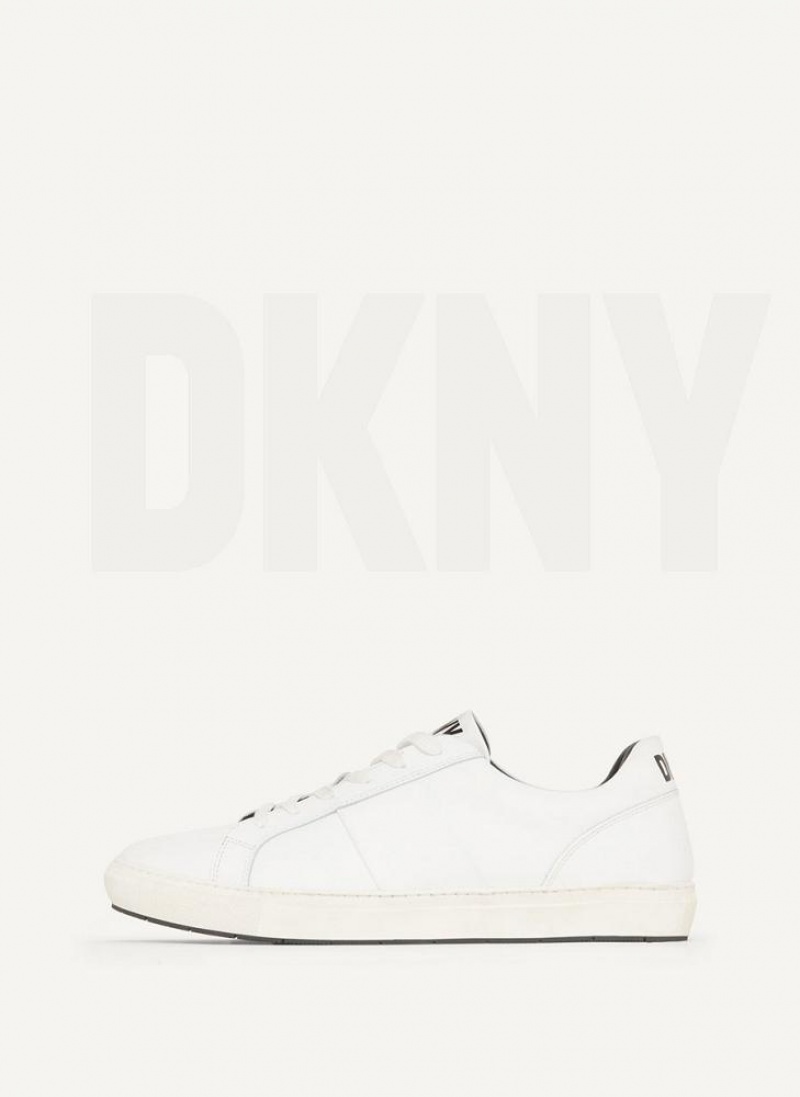 White DKNY Street Side Men\'s Sneakers | USA-D1891
