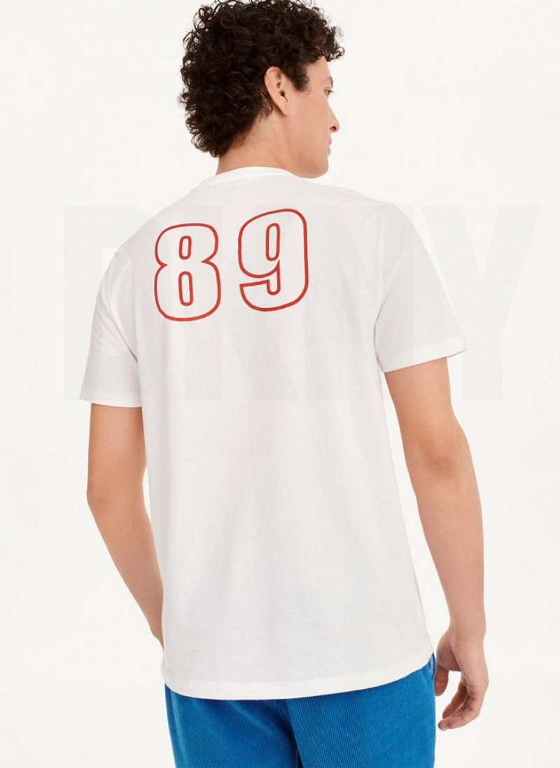 White DKNY Swim Team Men's T Shirts | USA-D1045