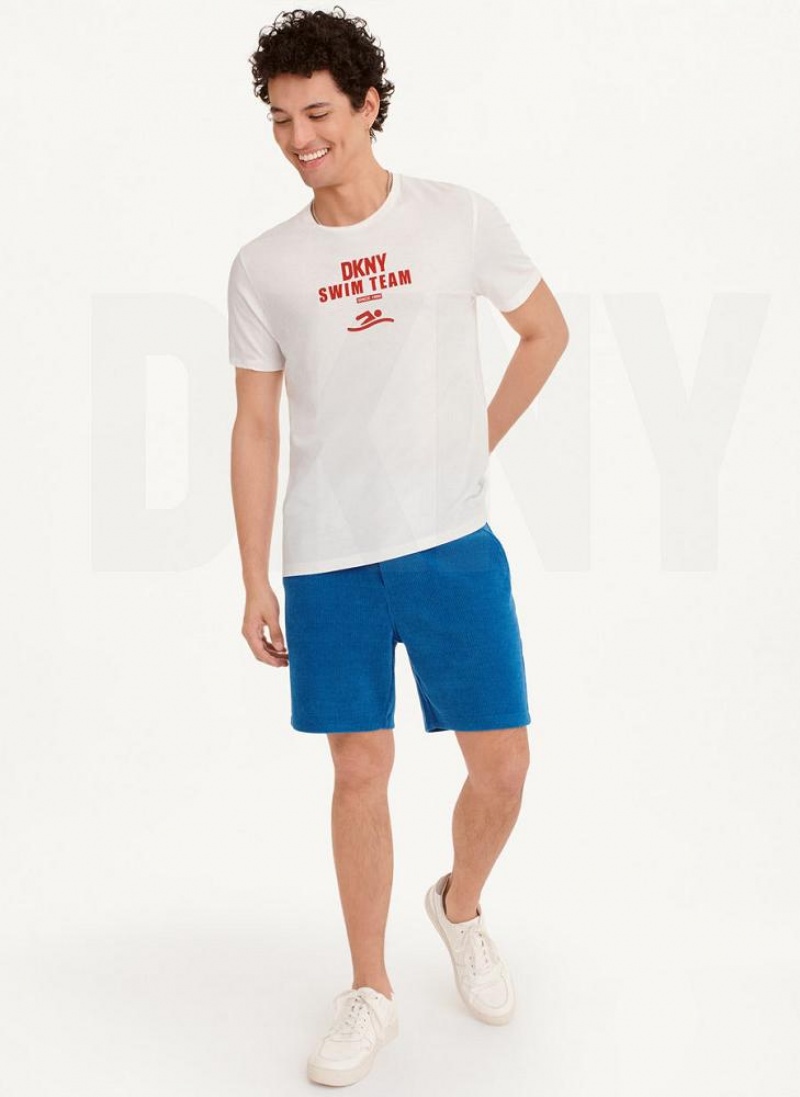 White DKNY Swim Team Men's T Shirts | USA-D1045