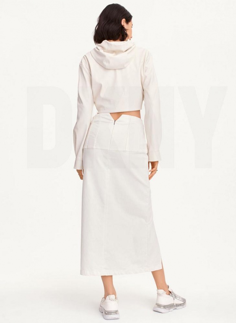 White DKNY Terry Denim Women's Skirts | USA-D0950