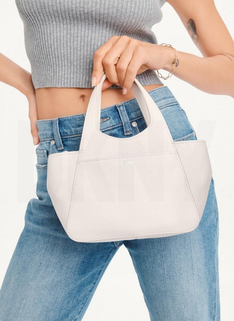 White DKNY The Mini Effortless Tote Bags Crossbody Bags | USA-D0433